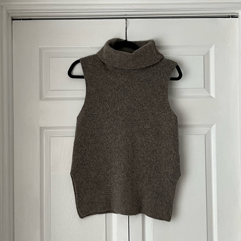 Community x Aritzia  - Wool Blend Turtleneck Sweater Vest in Taupe / Gray - Picture 5 of 8